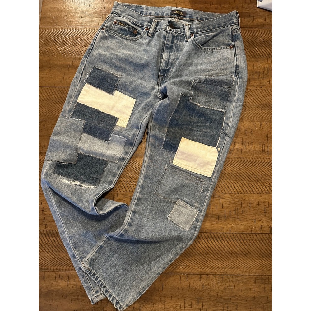 Relaxed Patchwork Boyfriend Jeans By Polo Ralph Lauren Size 26